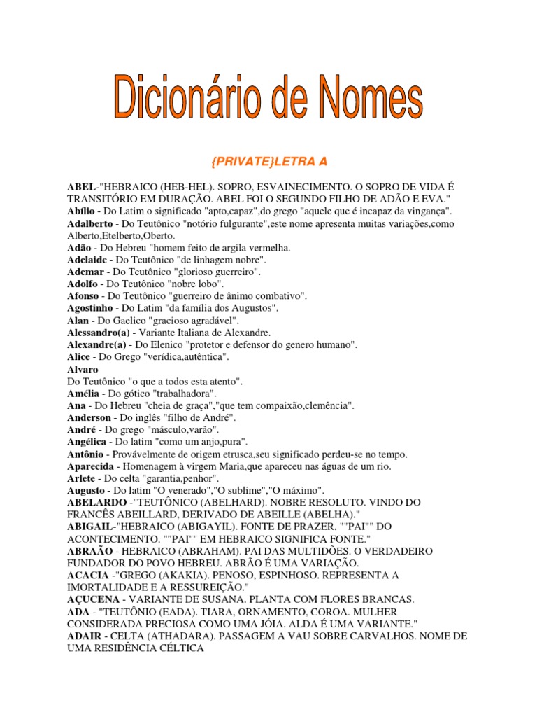 etimologia de nomes