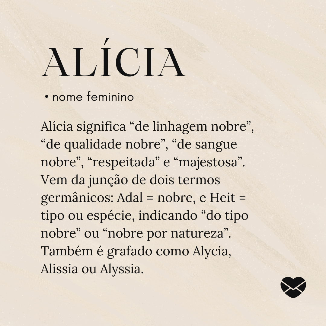 origem nome alicia
