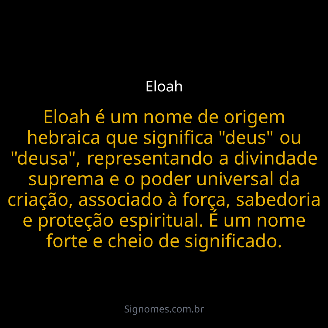 origem do nome Eloah