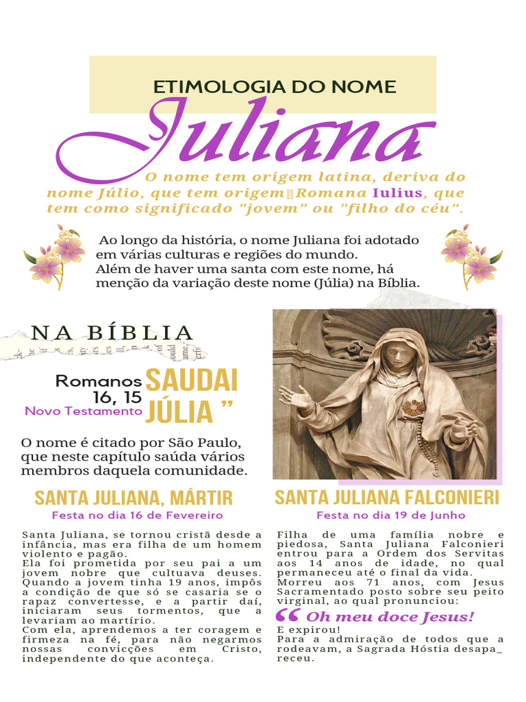 características do nome juliana